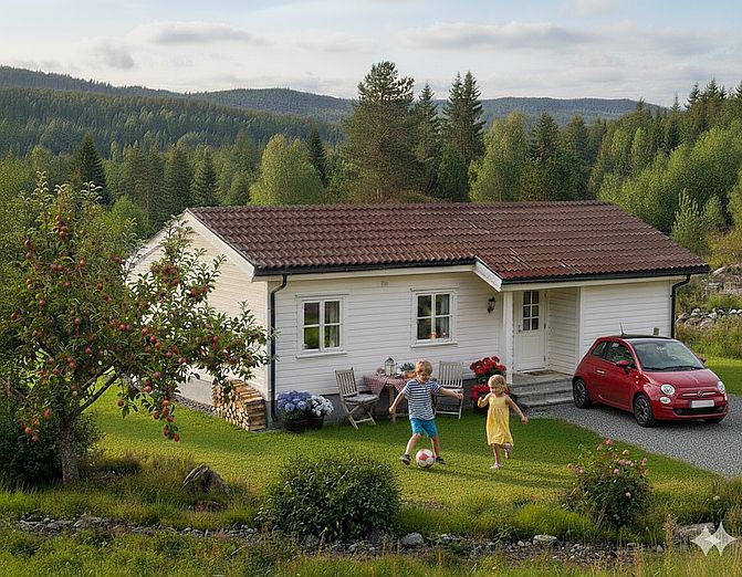 Meis - et rimelig og lite ferdighus fra Småhus-spesialisten - Inngangsiden