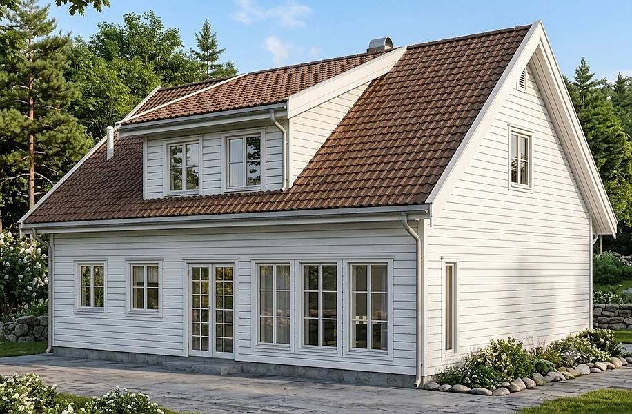 Spurv med oppløft, et rimelig ferdighus, lite men med plass til familien